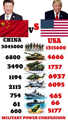 China vs USA Military Power Comparison 2025 #military #army #militarypower #powercomparison