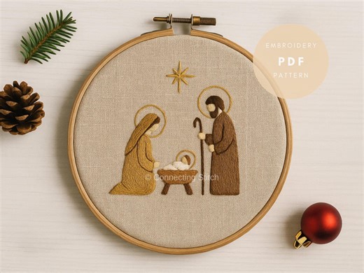 Nativity Embroidery Pattern PDF • Modern Christmas Hand Embroidery Design • Beginner Friendly Template - Etsy