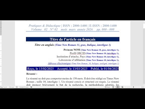 How to use the 'Practices & Didactics' template to submit your scientific articles?