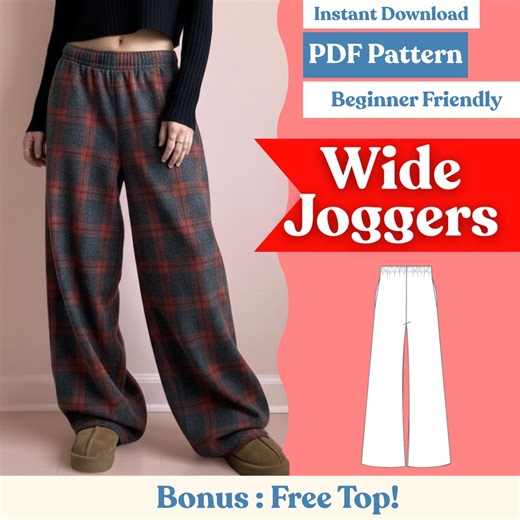 Ultra Wide-leg Joggers Sewing Pattern (PDF) | Floor-length Elastic-waist Sweatpants With Pockets | Women’s Palazzo Lounge Pants - Etsy