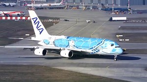 官方视频：全日空首架A380完成发动机测试