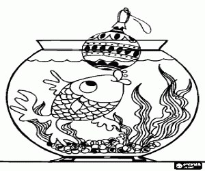 A fish at Christmas coloring page printable game