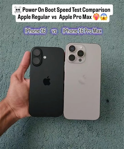 🔥 iPhone 16 vs iPhone 16 Pro Max ⚡ Power On Boot Speed Test | BASE vs PRO MAX! 😱🚀 #Shorts #viral