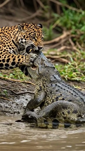 Jaguar vs crocodile fight 😱😱🐆🐊 #shorts #viral #trending #wildlife #youtubeshorts #shortvideo #short