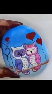 5.8K views · 91 reactions | Owls Sitting on Branch Painting on Rock ❤️ 黎 | Little Rocks | Facebook