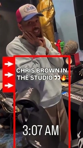 Studio vibes & effortless style 🎙️🔥 Chris Brown recording in a clean, light-toned fit.