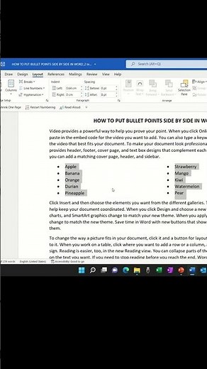 How to put bullets points in 2 columns (side by side) in Word #wordguide #bulletpoints ‪@haminh1804‬