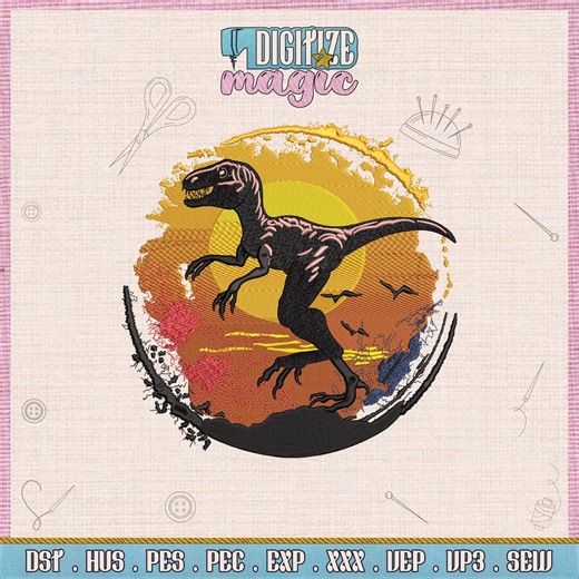 Dinosaur Embroidery Design, T-rex Embroidery Pattern, Jurassic Sunset Embroidery, Prehistoric Animal Embroidery, Dino Stitch Art - Etsy Australia
