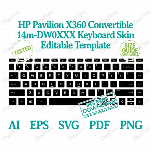 HP Pavilion X360 Convertible 14m-dw0xxx Keyboard Skin Editable Template by Digiartist Store in Instant Digital Download, DS416 - Etsy