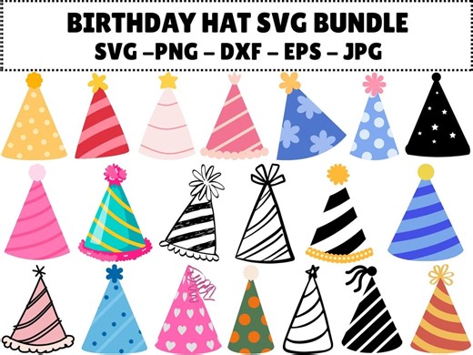 Birthday Hats SVG Bundle | Party Hat Clipart (digital) - Etsy Australia