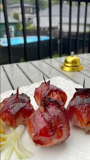 SEO TitleBacon-Wrapped Meatballs with a Sticky Honey BBQ Glaze | Easy Oven Recipe #asmr