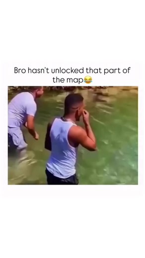 FUNNY FUNNY | This video is a short, humorous clip filmed outdoors in bright daylight, showing two men in a shallow, greenish-blue body of water, likely... | Instagram