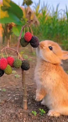 “Baby Rabbit Eating Blackberries 🫐 So Cute You’ll Smile!”