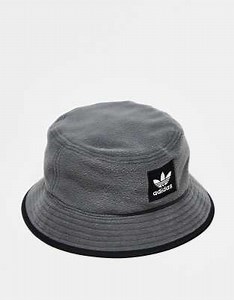 adidas Originals fleece / nylon reversible bucket hat in gray and black  | ASOS