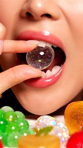 Crystal Candy Fruit ASMR | Ultra Glossy Transparent Candy Mukbang #asmr #satisfying #crunchynoises