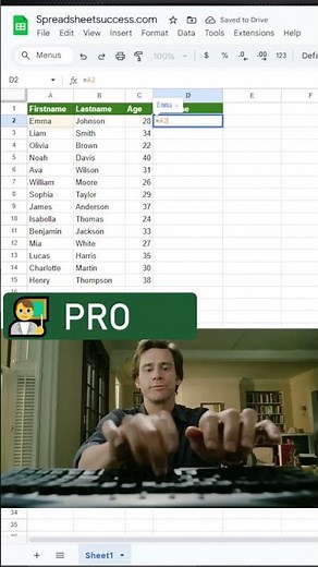 👤 Combine first and last names in Google Sheets #googlesheets #spreadsheettips #spreadsheethacks