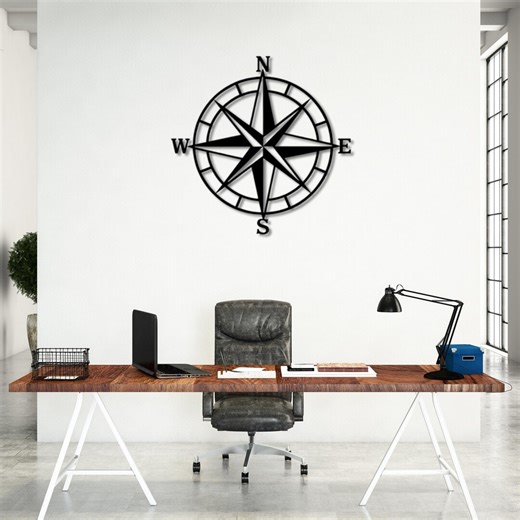 Metal Compass Rose Wall Art: Nautical Farmhouse Decor - Etsy
