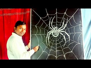 How to draw Spider web / Spider web drawing step by step
