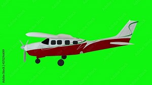 Animated propeller airplane. Old white plane. Realistic physics animation. Green screen footage Stock Video