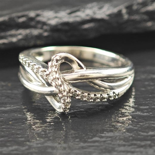 Infinity Diamond Ring: Sterling Silver Size 6 3/4 - Etsy