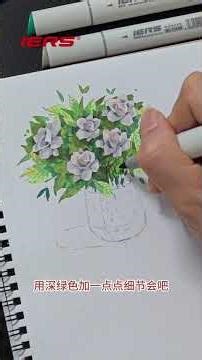 how to draw Gardenia jasminoides with IERS markers like a pro#markerdrawing #artmarkers #drawing