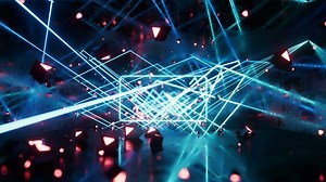 Glowing neon lines tunnel, 3d rendering.