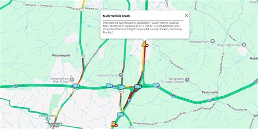 Vehicle unhooks from RV causing multiple crashes on I-65