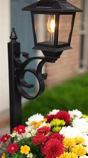 These solar light lamp posts are a great way to add to your curb appeal. They come with hardware to mount on your porch or you can sit out with your landscaping. #outdoordecor #solarlight