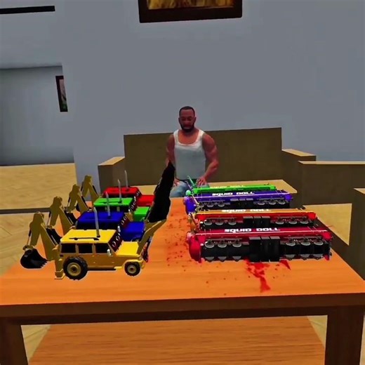 😱 Franklin Attacked by Squid Doll Trains 💥 | Killer Mini Trains vs Franklin – #IBD3D #shorts #gta