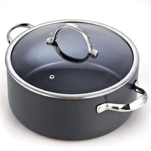 Cooks Standard Hard Anodize Non-Stick Dutch Oven 7 QT Casserole Stock Pot with Lid, Nonstick Deep Frying Pan Skillet, Black