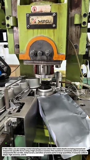 Powerful Metal Stamping Machine ⚙️ Fast Can Lid Forming Process!.