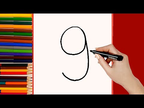 Cómo dibujar Pájaro cigüeña del número 9. Dibujo de animales para niños fácil