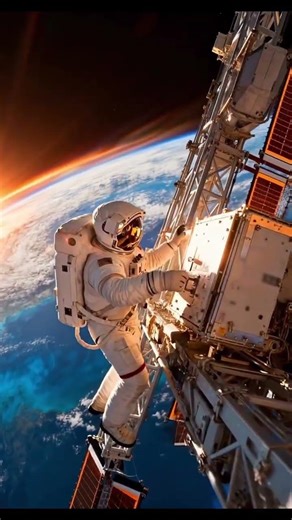 Fixing a Space Station in Orbit! (AI VIsual) #Shorts #nasa