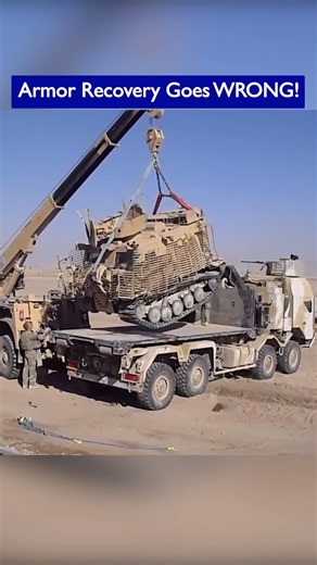 British Army's Armored Recovery Goes Wrong — Crane Tips Mid-Lift