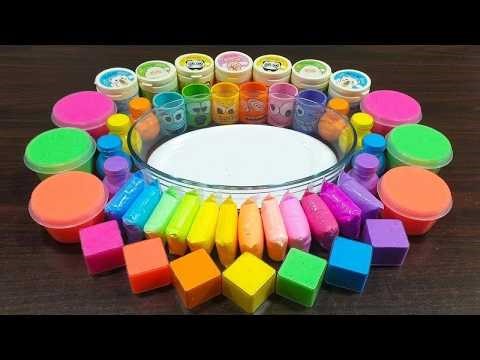 Rainbow clay ! Mixing random things into glossy slime ! Satisfying slime videos !!!