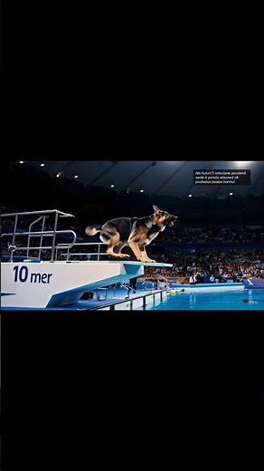 "Dog’s Epic 10m Dive Wins Hearts at Olympic Stadium!" #viral #short #DivingDog #OlympicDog #usa