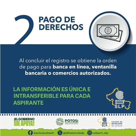 ¡Proceso de aspirantes nuevo ingreso a COBACH SLP! 🎓💡 La convocatoria para el Proceso de Selección de Nuevo Ingreso 2025-2026 ya está disponible. 📚✨ 🔹Registro en línea: Del 1 de febrero al 31 de marzo en 👉 [www.cbslp.mx/sistema/nuevoingreso](www.cbslp.mx/sistema/nuevoingreso) 🔹 Examen EXANI-I: 30 de mayo 📆 🔹 Publicación de resultados: 15 de junio 🔹 Inscripciones: 16 y 17 de junio 📌 Importante: ✅ Selecciona una segunda opción de plantel ✅ Conserva tu folio de registro y comprobante de p