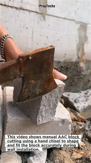 Manual AAC Block Cutting Technique #construction #aacblock #masonry