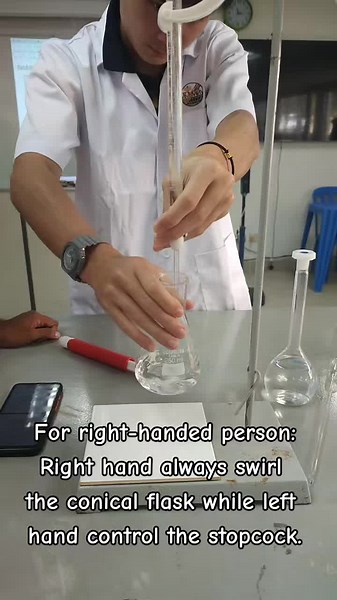 Proper Handling of Titration Apparatus and Expected Observations