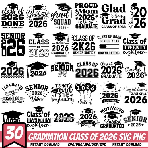 Class of 2026 SVG Bundle, Graduation Cap SVG, Graduate 2026 Cut Files, Senior 2026 SVG Png, Graduation Silhouette Cricut File Magical Senior - Etsy
