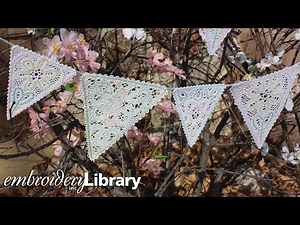 Embroidering Battenburg Lace Bunting