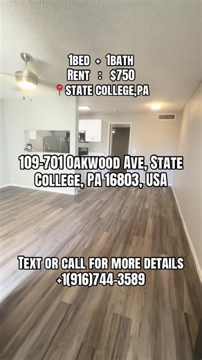 Text: 1(916) 744-3589 for more info only on how to schedule an appointment for tour or apply Address:, 109-701 Oakwood Ave, State College, PA 16803, USA Walk in closet Dish Washer Loungeroom Street Parking Rent ; $750 Spacious 1bed 1bath in unit in a quite well-maintained building. Features include an updated kitchen, plenty of natural light, and easy access to shops and public transit Text or call for more details 1(916)744-3589 #statecollege #paratii #humor #fyp #real