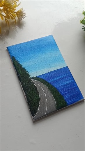 Beautiful seaside road painting❤️ #art #shortvideo #painting #artist
