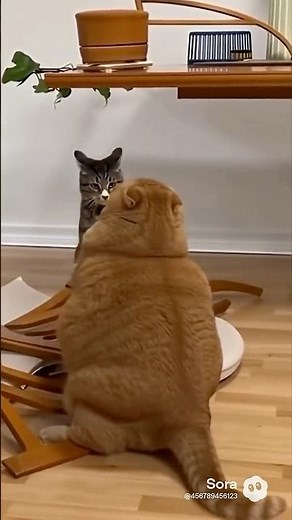 😂Chonk Falls Off Chair… Then Blames His Friend#shorts #catshorts #funnycats#catmemes#cat