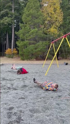 Kids Jump Off Swing Set Playfully - 1388595