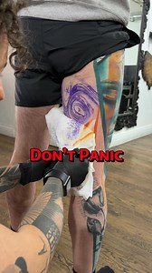 Don’t panic! John full leg in progress #tattoo #londontattoo #tattooinspiration #LegTattoo | Gorsky Tattoos