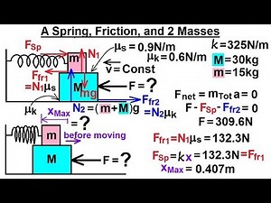 Physics 4.1 Newton's Laws Examples (10 of 25) A Spring, Friction, and 2 Masses