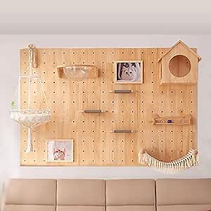 Wall Mounted Cat Climbing Frame, Cat Climbing Shelves, Perforated Board Cat Wall Set, Easy to Install, Free DIY Combination(Size:Style1)