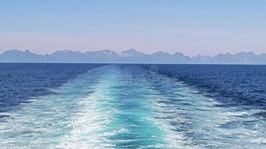 Departure of the Ferry from Moskenes, Lofoten Islands, To Bodo, Norway S Mainland. the Wake of the Ferry Stock Video - Video of water, landscape: 403108377