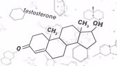 Chemical molecular formula hormone testosterone. Info graphics...
